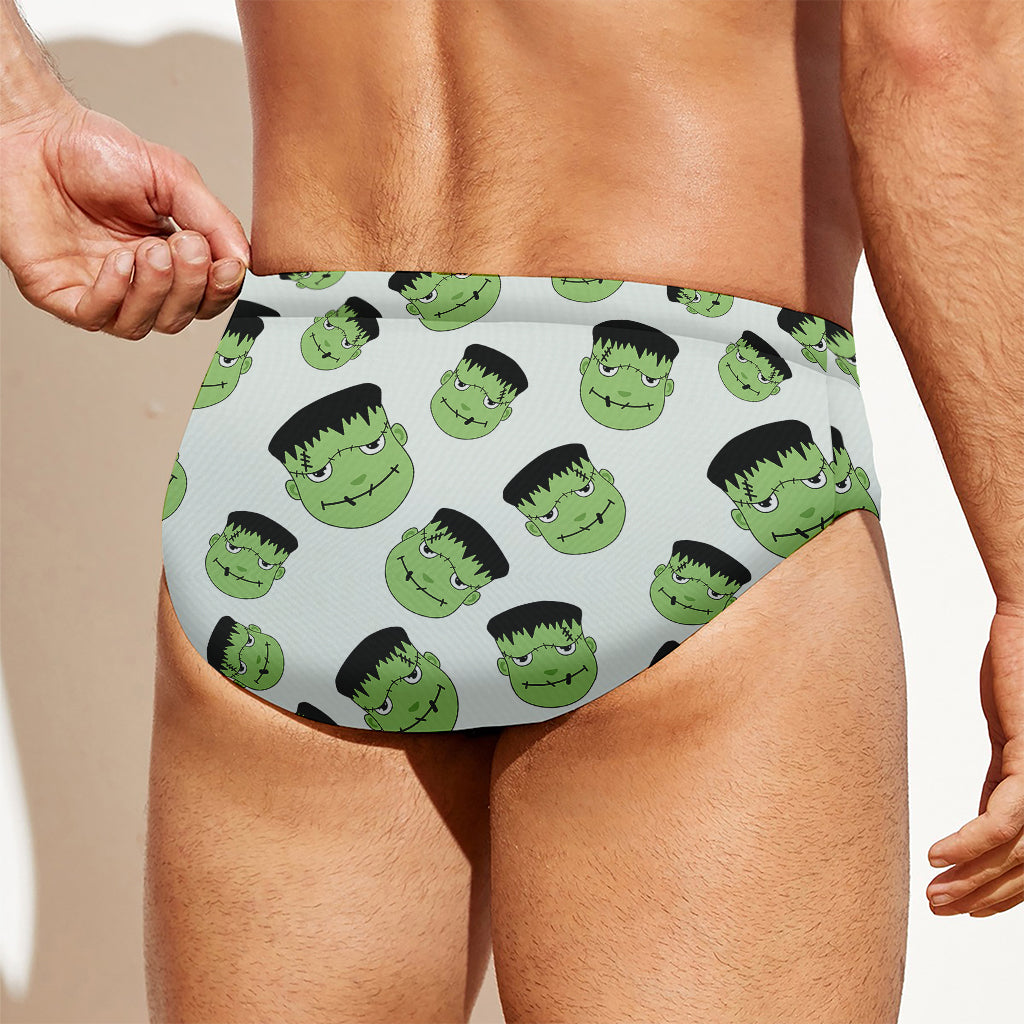 Halloween Frankenstein Pattern Print Men's Swim Briefs