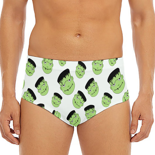 Halloween Frankenstein Pattern Print Men's Triangle Swim Briefs