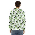 Halloween Frankenstein Pattern Print Men's Velvet Pullover Hoodie