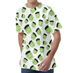 Halloween Frankenstein Pattern Print Men's Velvet T-Shirt