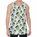 Halloween Frankenstein Pattern Print Men's Velvet Tank Top