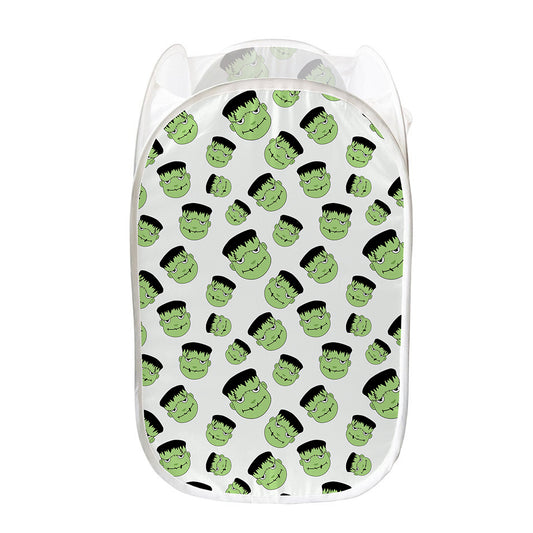 Halloween Frankenstein Pattern Print Mesh Laundry Hamper