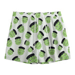 Halloween Frankenstein Pattern Print Mesh Shorts