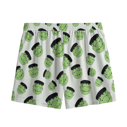 Halloween Frankenstein Pattern Print Mesh Shorts