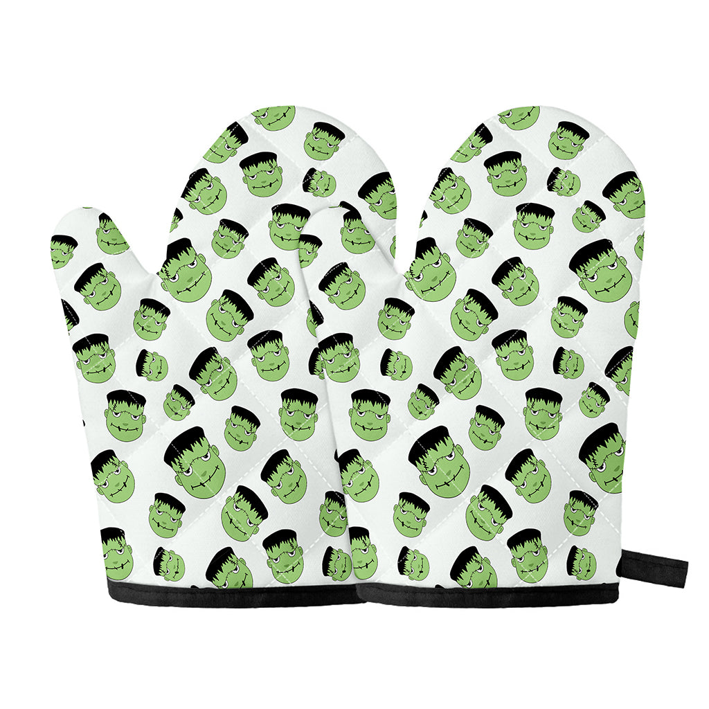 Halloween Frankenstein Pattern Print Oven Mitts