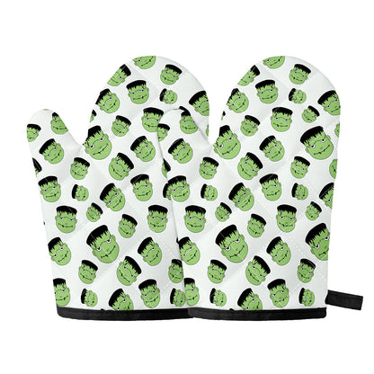 Halloween Frankenstein Pattern Print Oven Mitts