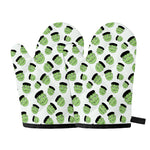 Halloween Frankenstein Pattern Print Oven Mitts