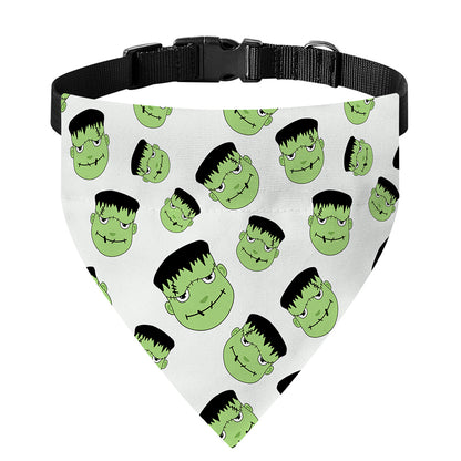 Halloween Frankenstein Pattern Print Over The Collar Dog Bandana