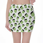 Halloween Frankenstein Pattern Print Pencil Mini Skirt