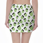 Halloween Frankenstein Pattern Print Pencil Mini Skirt
