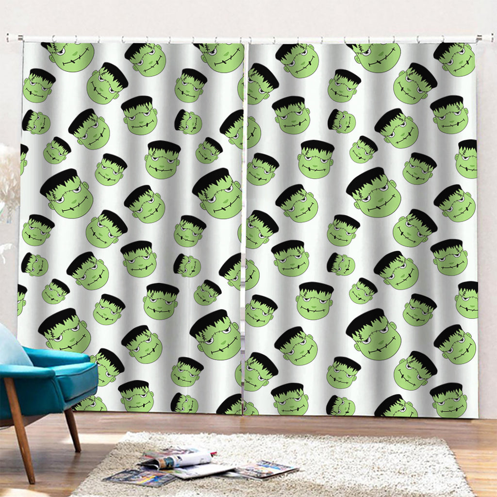 Halloween Frankenstein Pattern Print Pencil Pleat Curtains