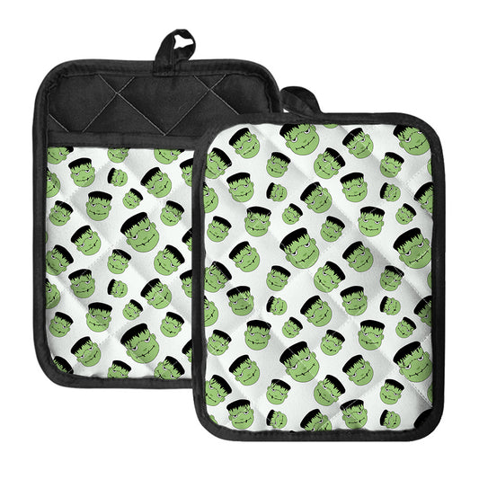 Halloween Frankenstein Pattern Print Pot Holders With Pocket