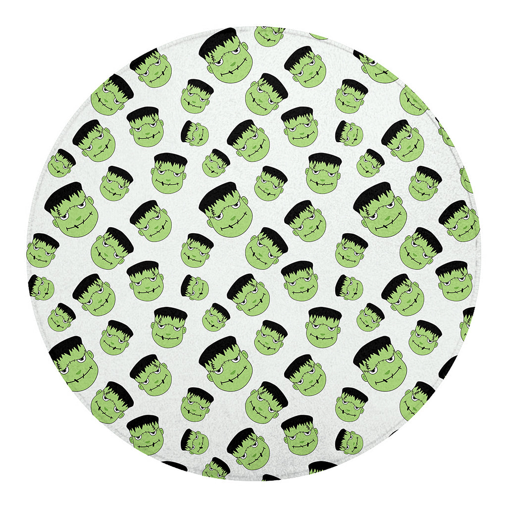 Halloween Frankenstein Pattern Print Round Blanket