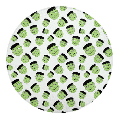 Halloween Frankenstein Pattern Print Round Blanket