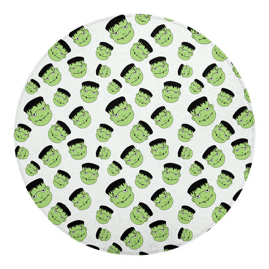 Halloween Frankenstein Pattern Print Round Blanket