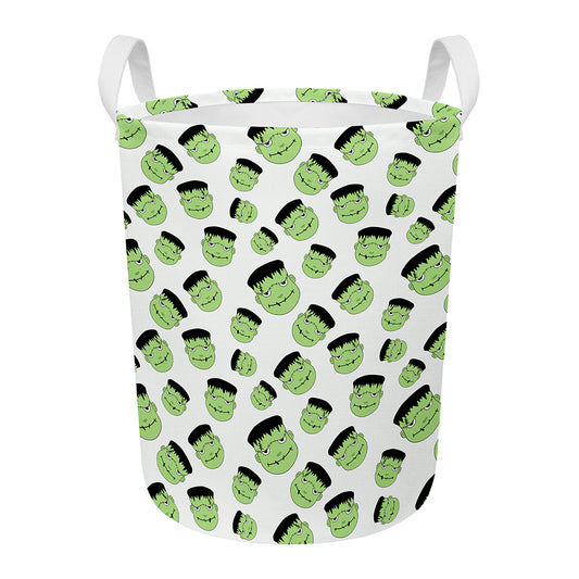Halloween Frankenstein Pattern Print Round Laundry Basket