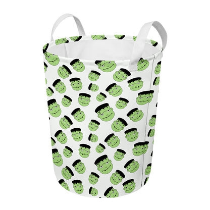 Halloween Frankenstein Pattern Print Round Laundry Basket