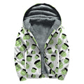 Halloween Frankenstein Pattern Print Sherpa Lined Zip Up Hoodie