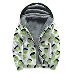 Halloween Frankenstein Pattern Print Sherpa Lined Zip Up Hoodie