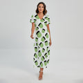 Halloween Frankenstein Pattern Print Short Sleeve Maxi Dress