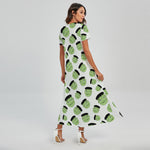 Halloween Frankenstein Pattern Print Short Sleeve Maxi Dress