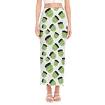 Halloween Frankenstein Pattern Print Side Slit Maxi Skirt