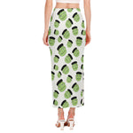 Halloween Frankenstein Pattern Print Side Slit Maxi Skirt