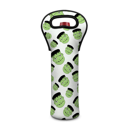 Halloween Frankenstein Pattern Print Single Neoprene Wine Tote