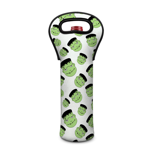 Halloween Frankenstein Pattern Print Single Neoprene Wine Tote