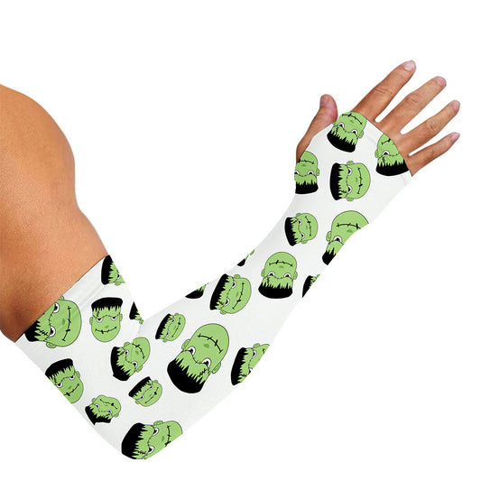 Halloween Frankenstein Pattern Print Sun Protection Arm Sleeves