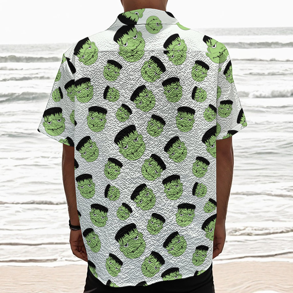Halloween Frankenstein Pattern Print Textured Short Sleeve Shirt