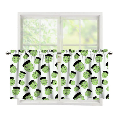 Halloween Frankenstein Pattern Print Tier Curtains