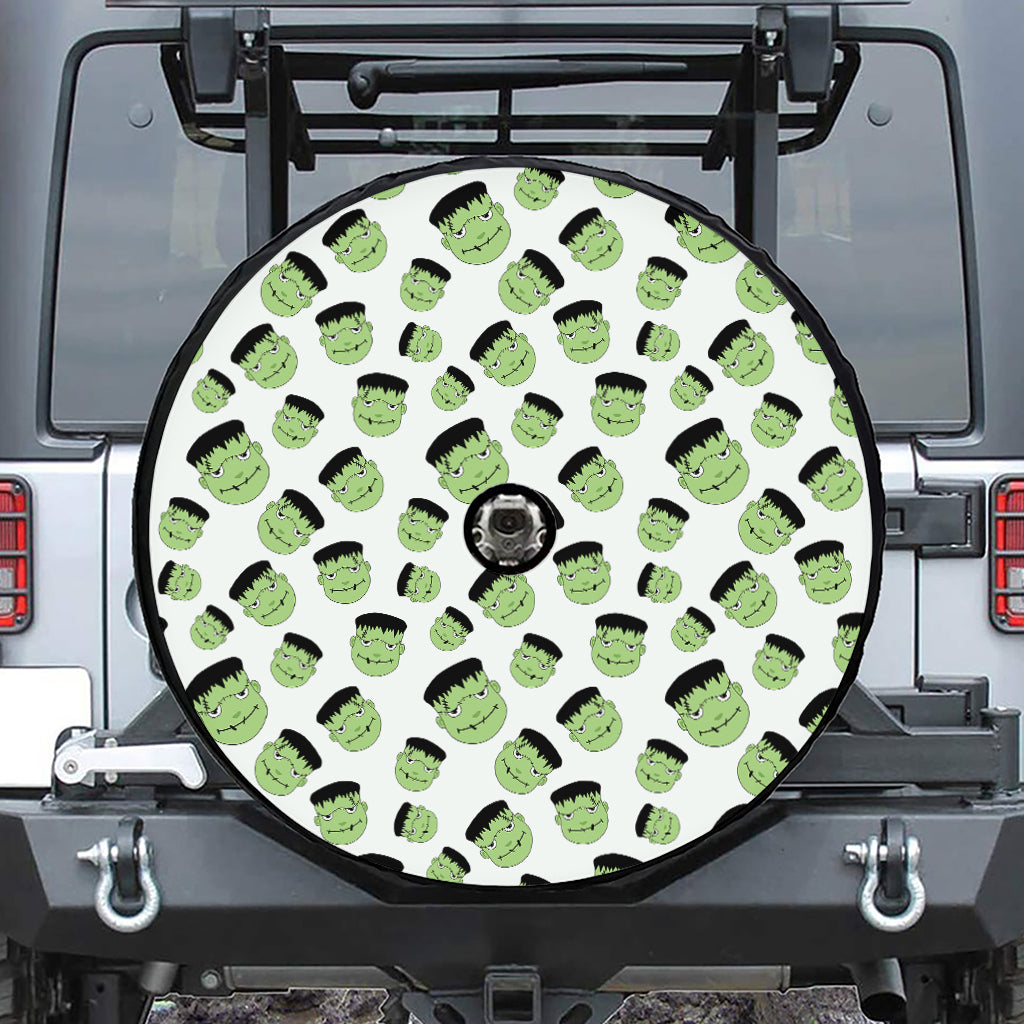 Halloween Frankenstein Pattern Print Tire Cover With Camera Hole