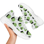 Halloween Frankenstein Pattern Print White Chunky Shoes