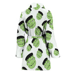 Halloween Frankenstein Pattern Print Women's Bathrobe