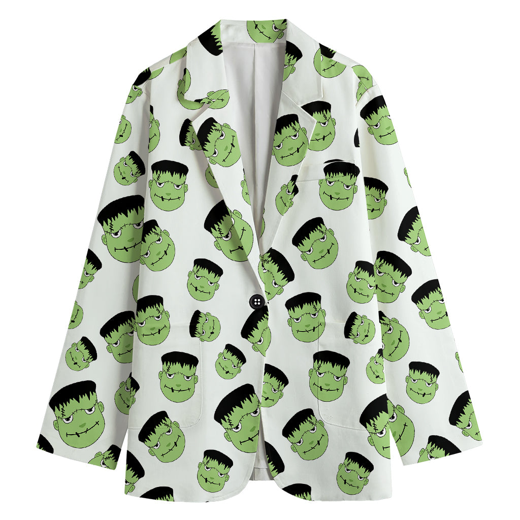 Halloween Frankenstein Pattern Print Women's Blazer