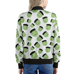 Halloween Frankenstein Pattern Print Women's Bomber Jacket