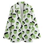 Halloween Frankenstein Pattern Print Women's Cotton Blazer