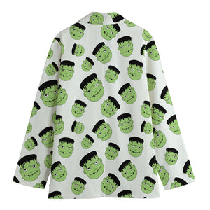 Halloween Frankenstein Pattern Print Women's Cotton Blazer