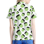 Halloween Frankenstein Pattern Print Women's Polo Shirt