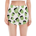 Halloween Frankenstein Pattern Print Women's Split Running Shorts