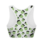 Halloween Frankenstein Pattern Print Women's Sports Bra