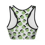 Halloween Frankenstein Pattern Print Women's Sports Bra