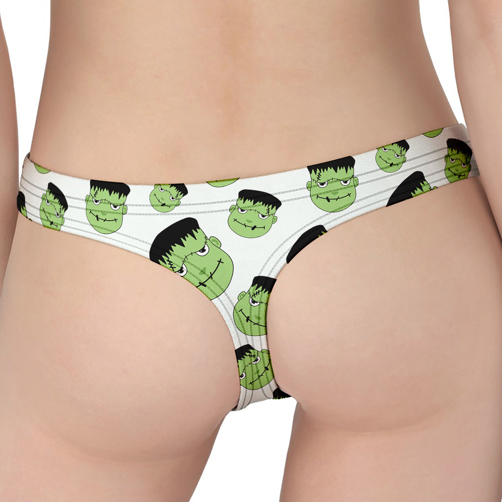 Halloween Frankenstein Pattern Print Women's Thong