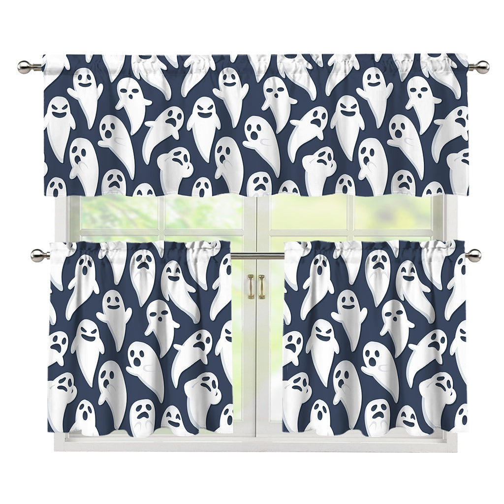 Halloween Ghost Pattern Print 3 Piece Kitchen Curtains