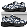 Halloween Ghost Pattern Print Black Chunky Shoes