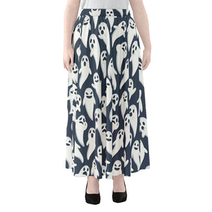 Halloween Ghost Pattern Print Chiffon Maxi Skirt