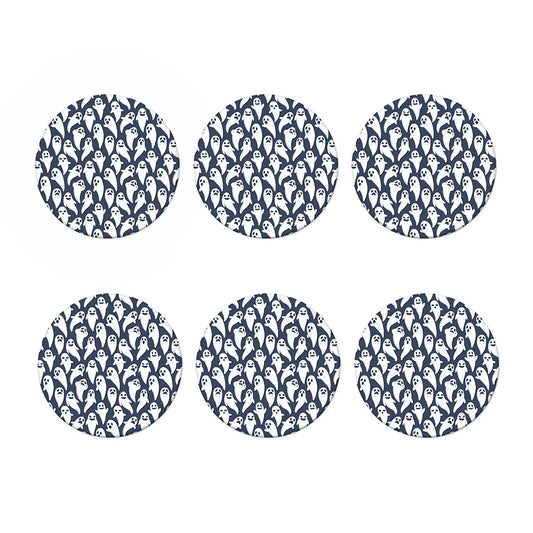 Halloween Ghost Pattern Print Coaster Set