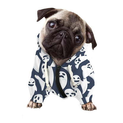 Halloween Ghost Pattern Print Dog Zip Up Hoodie
