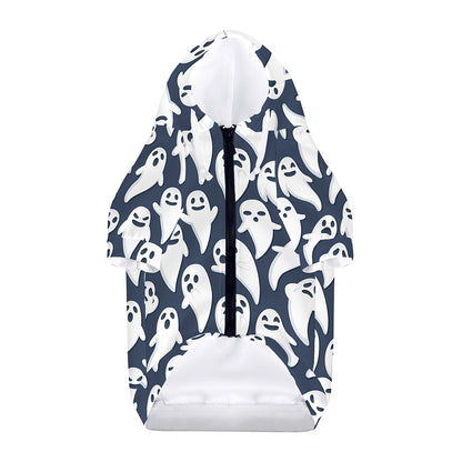 Halloween Ghost Pattern Print Dog Zip Up Hoodie